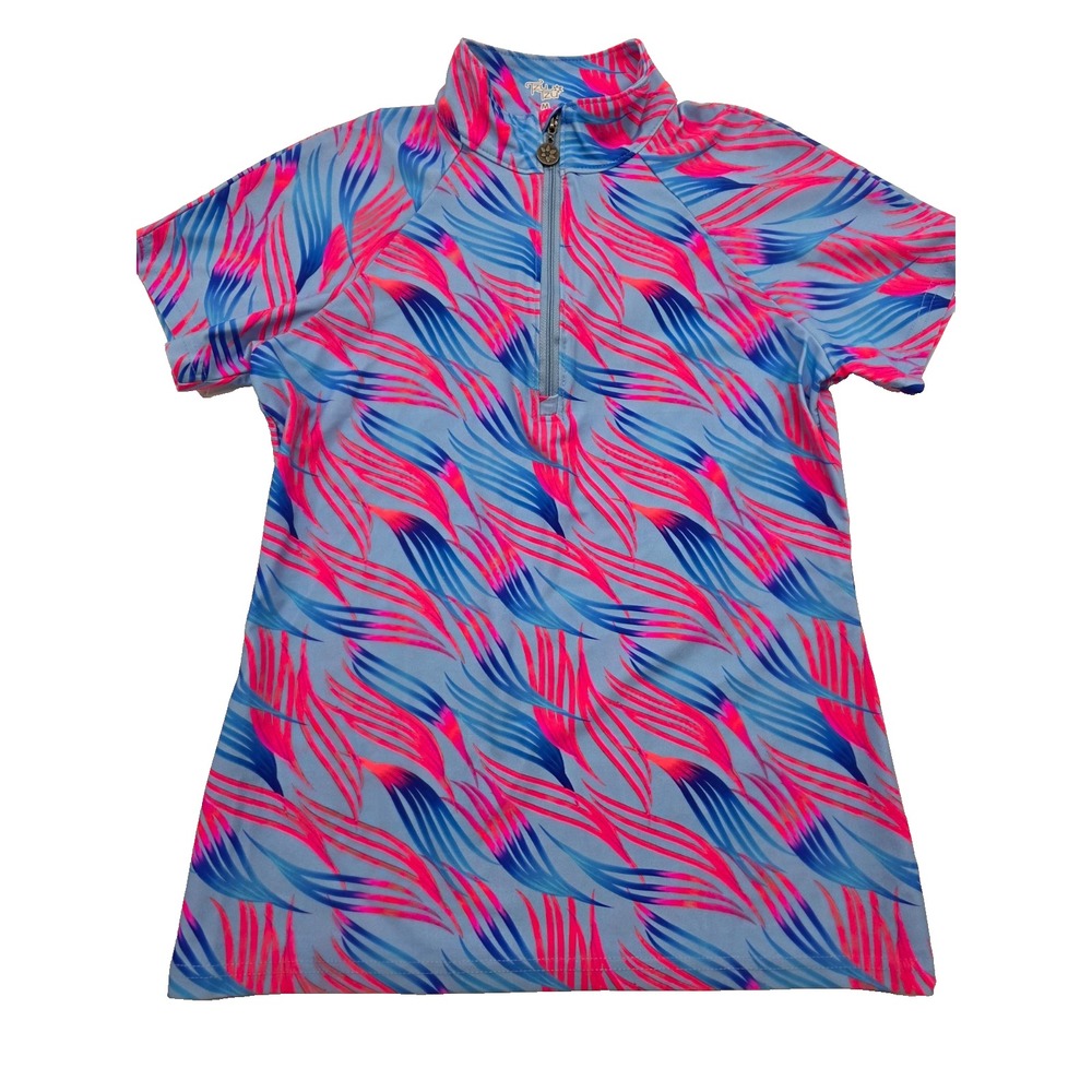 Tzu Tzu Golf 1/4 Zip Top Abstract Print  Sports Athletic Stretch Comfort USA - M
